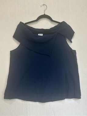 Oh My Gauze! Sleeveless Navy Blue Off-Shoulder Top Size 2 or L/XL